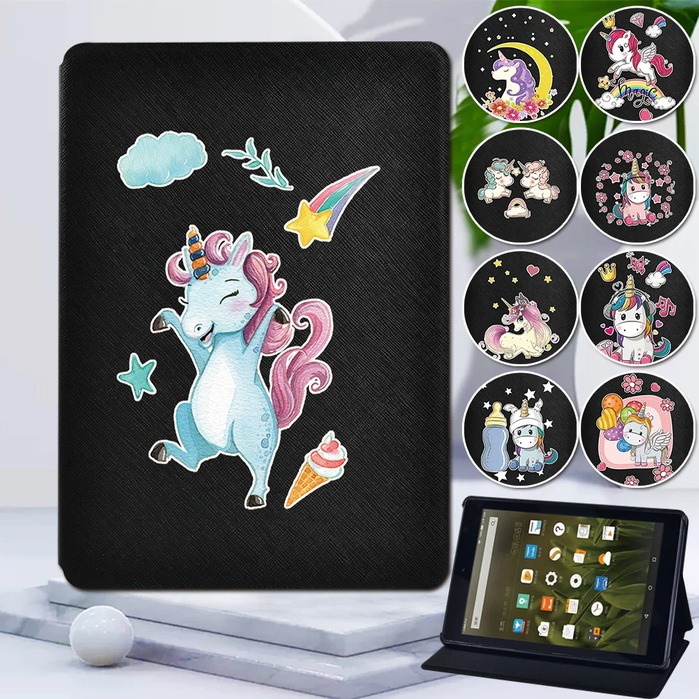 

Leather Tablet Case for Fire 7(5/7/9th) HD 8(6/7/8/10th) HD10/HD 8 Plus(10th Gen 2020) Cute Cartoon Flip Stand Cover