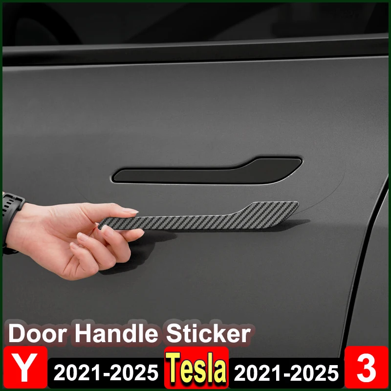 YOSOLO 자동차 도어 핸들 랩 커버 장식 스티커 4 개/대 Tesla Model 3 Y 2021 ABS 보호 스티커 용 안티 스크래치