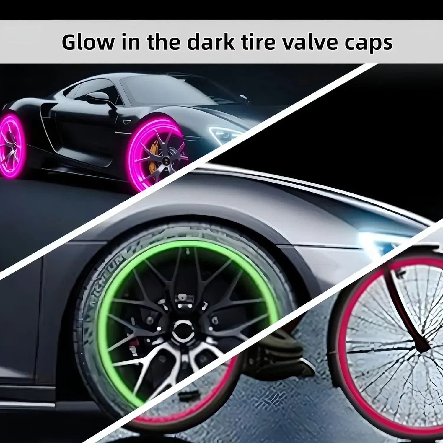 4/8 Stück Verbesserte Leuchtende Reifenventilkappen, Fluoreszierende Universelle Ventilkappen, Geeignet für Autos, SUVs, Fahrräder, Motorräder – Detail 3