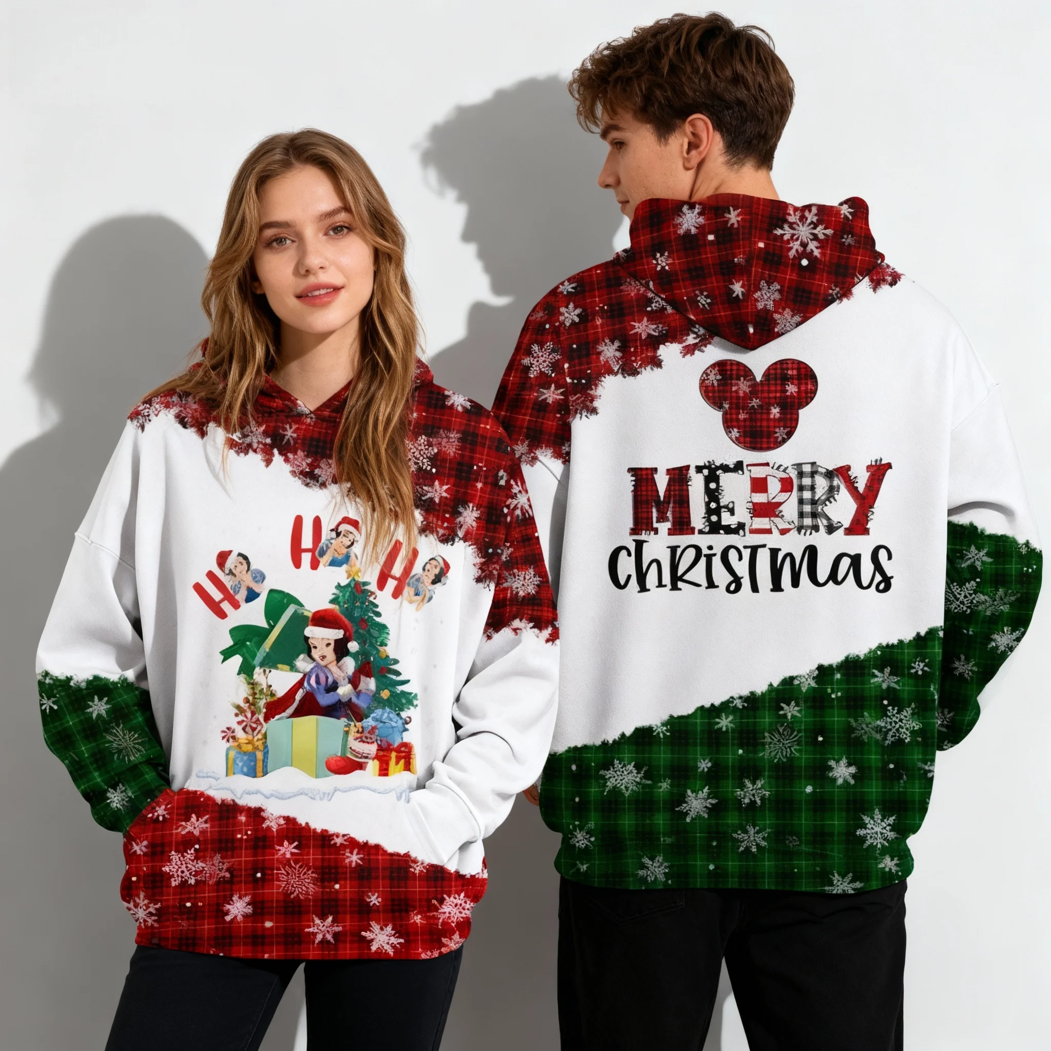 Disney Series Frozen Printed Sweet Cool Street Autumn/Winter Hoodie Oversized Women's Adult and Children's Same Size Jacket