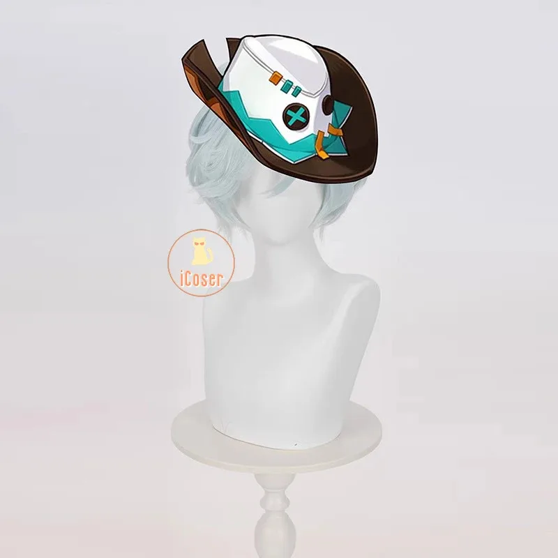 جينشين إمباكت ايفا شعر مستعار تأثيري أزرق فاتح شعر قصير Tlalocan زهرة ريشة عشيرة ناتلان حفلة الهالوين للنساء الرجال كرنفال