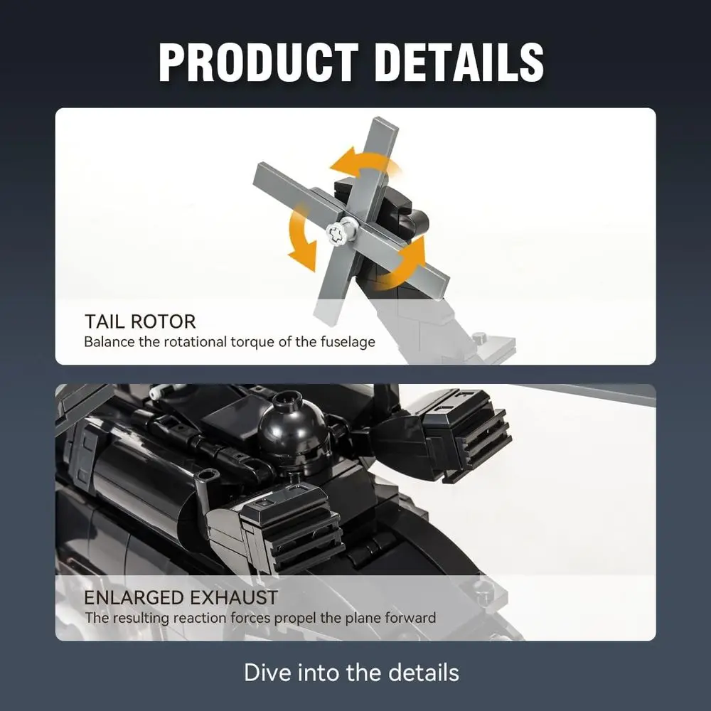مجموعة بناء الطائرات العسكرية لطائرات الهليكوبتر بلاك هوك UH-60، 660+ قطعة، هدية مثالية للأطفال والكبار