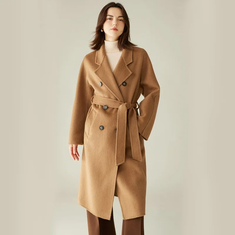 

Winter Long Wool Camel Hair Casual Woolen Coat Mid-Length Double-Sided Women