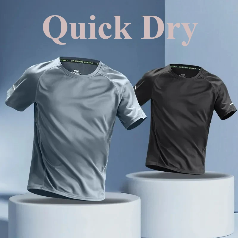 Summer Men's Professional Running T Shirt Breathable Ice Silk Quick-Dry T-Shirt for Training and Gym Workouts Clothing Men