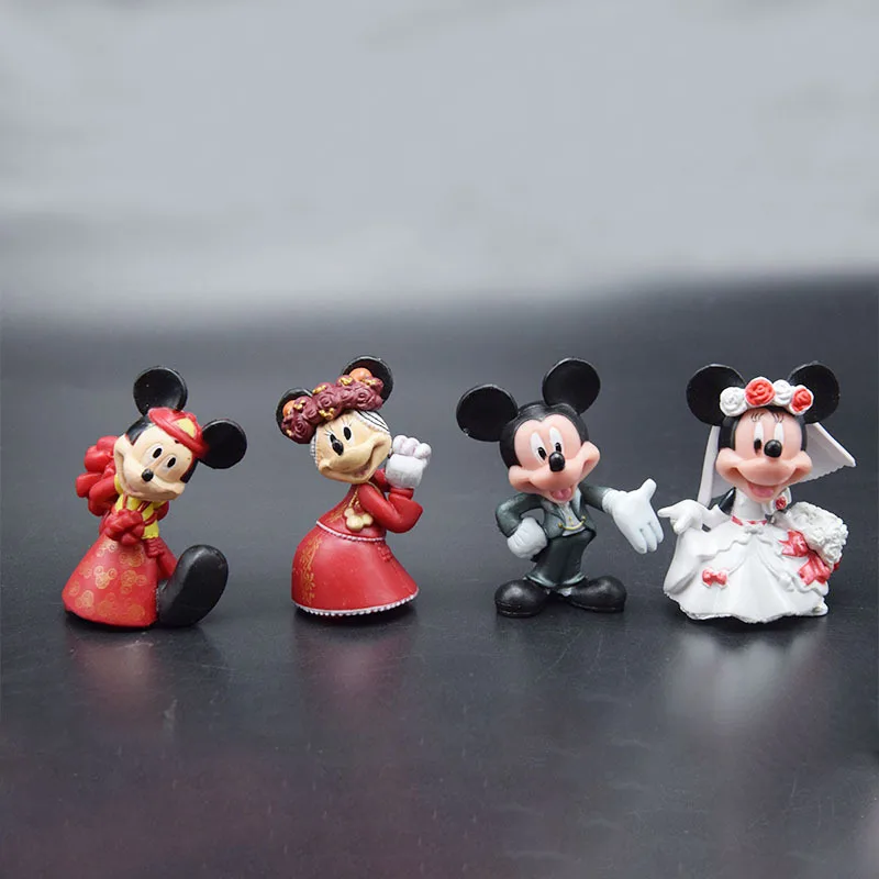 Cartoon Wedding  Mickey Mouse Minnie  Figures toys set Disney China red Wedding cake decoration Action  Wedding gift guests