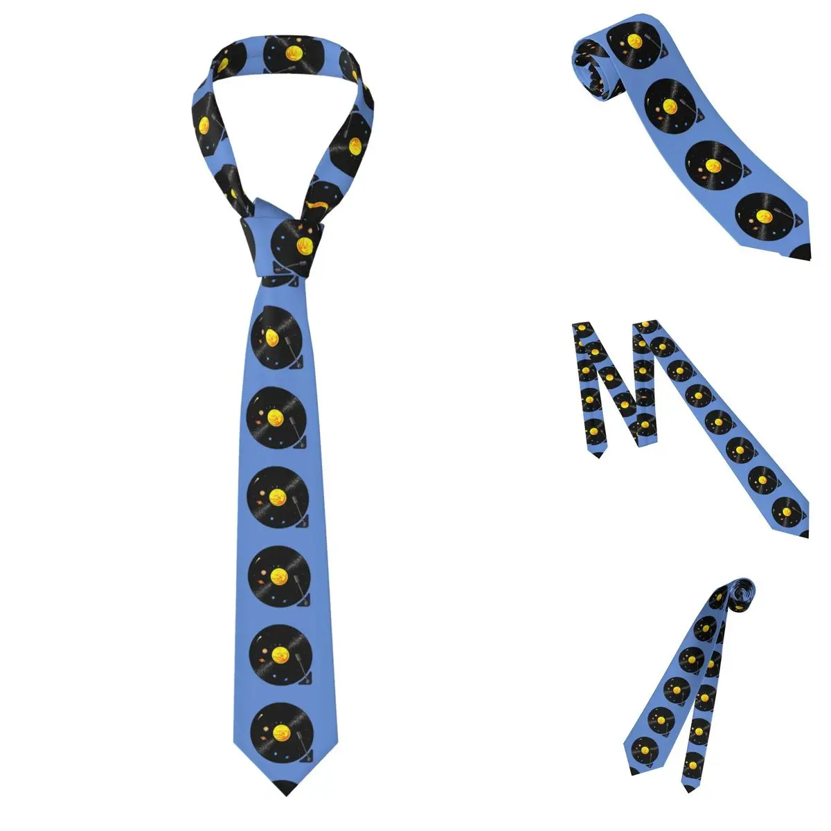 Solar System Vinyl Record Necktie for Men Silk Polyester 8 cm Neck Ties Wedding Suits Tie Classic Gravatas