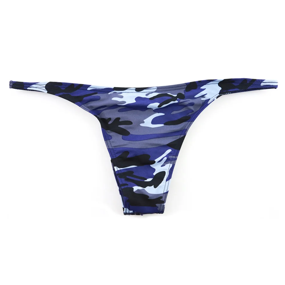 Men\'s Camouflage Printed Breathable Panties Male Low Waist Sexy Thong Briefs Hombre Temptation Penis Pouch G-String Knickers