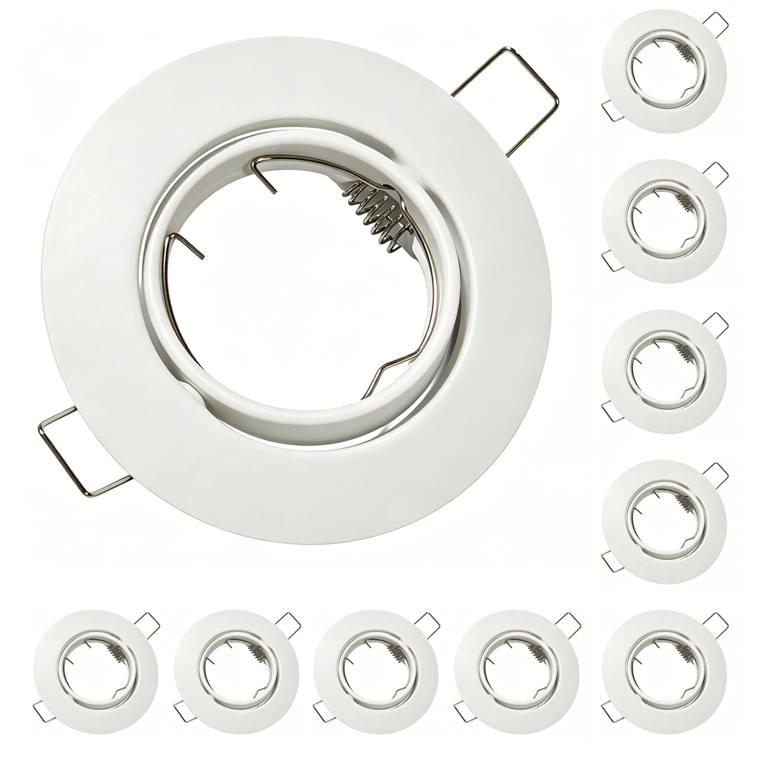 

1/10PCS GU10 Round Recessed Spotlights White Downlight Light Mounting Frame with Lamp Holder for MR16 Ceiling Lights Spotlight