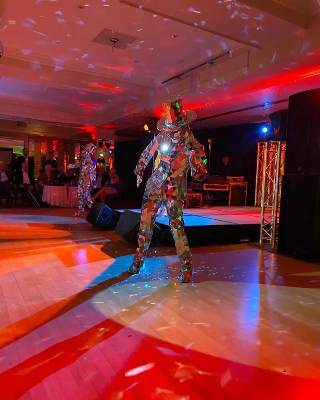 بدلة أداء مرآة مخيطة يدويًا بدلة عرض للرجال فستان المسرح قناع زجاجي للهالوين زي تنكري ملابس عيد الميلاد