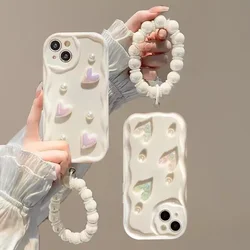Korean Style Pearl Flower Beads Bracelet Case For VIVO V40 Lite V30 V30E V29E V27E V25E V23E V21E V27 V25 V23 V20 Y15S Y15A Y16