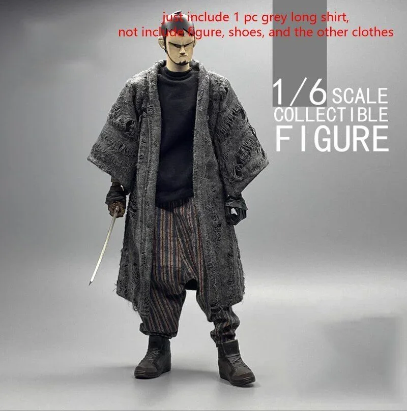 

CROW DH TOYS 1/6 Scale Grey Linen Long Shirt Model for 12''
