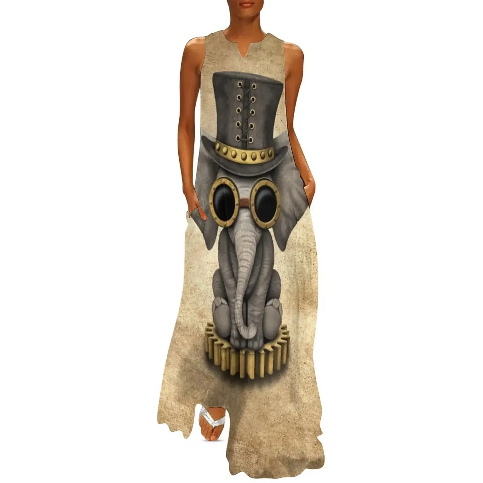 

Steampunk Baby Elephant Long Dress dresses for prom Aesthetic clothing Dress women Evening dresses Dress