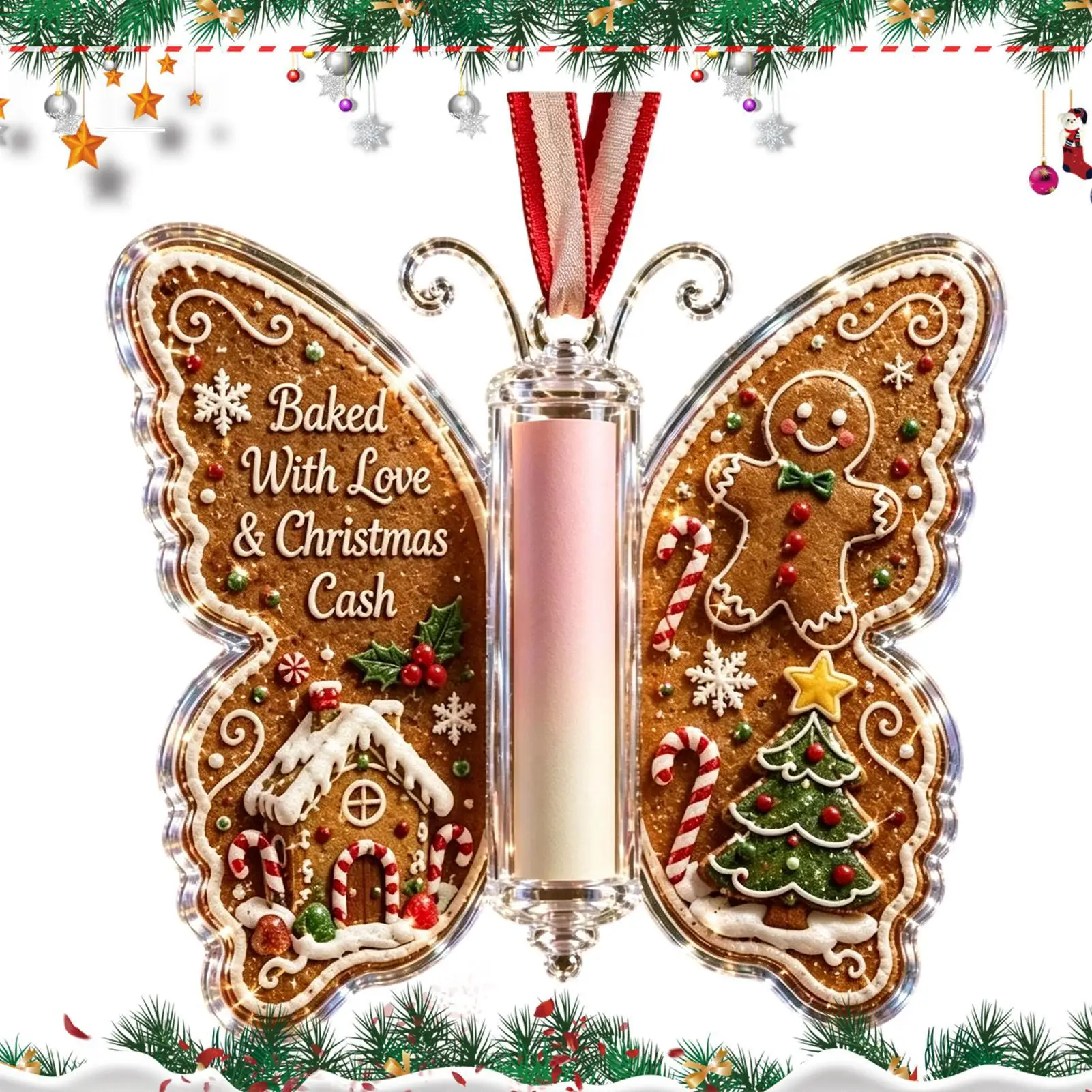 Fun Money Holders For Christmas Acrylic Butterfly Shape Tree Pendant Christmas Money Cards For Kids Boys Girls Sons Daughters