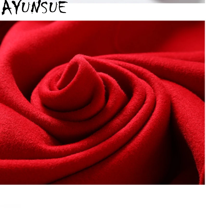 AYUNSUE-abrigo de lana de doble cara para mujer, ropa de otoño, abrigos largos a la moda, estilo de dinero antiguo, prendas de vestir exteriores, 90%