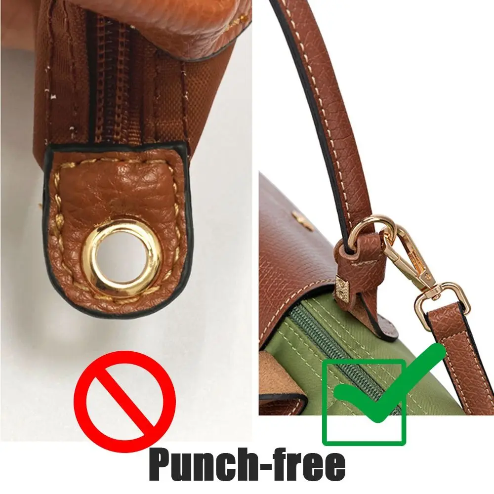 Punch-free Genuine Leather Strap Replacement Shoulder Strap Handbag Crossbody Belts Conversion Hang Buckle for Longchamp