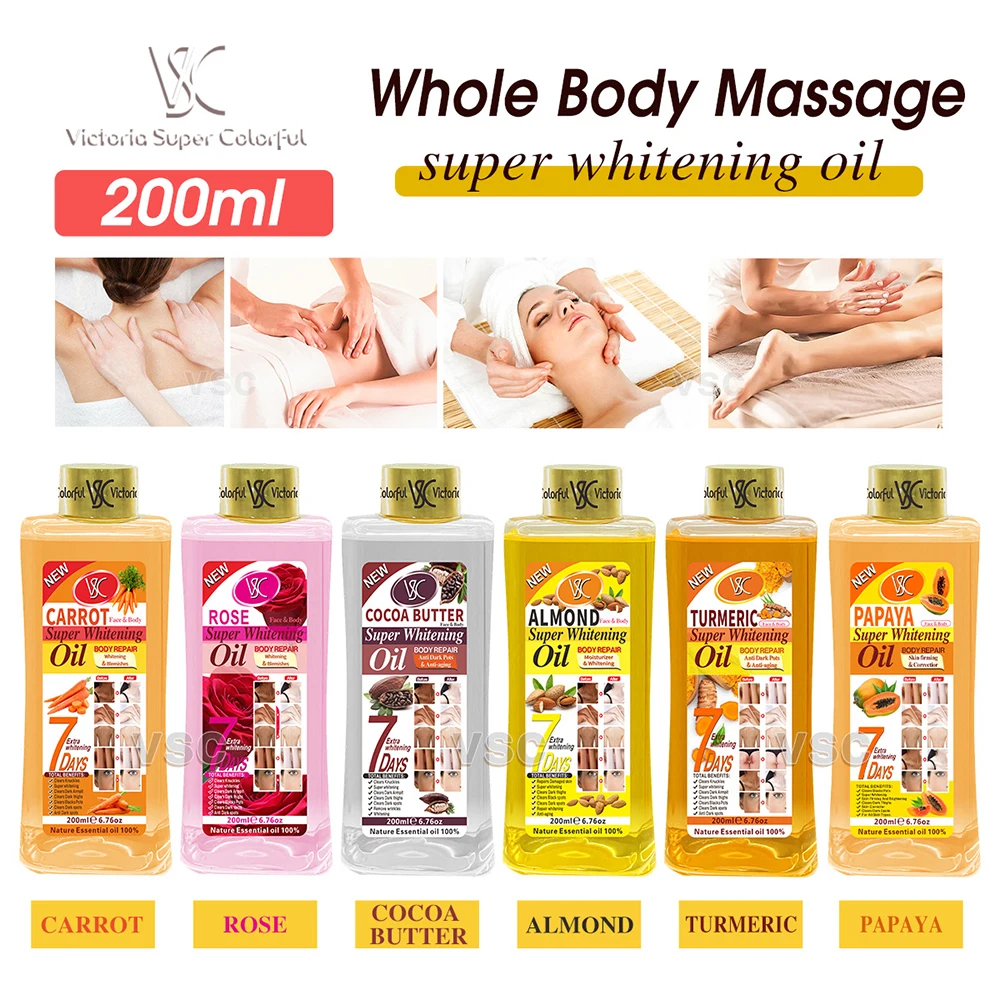 Wholesale 3PCS Rose Almond Coffee Arbutin Body Oil Face Skincare Massage Oil Moisturizing Compound Essential Oil Papaya Oil