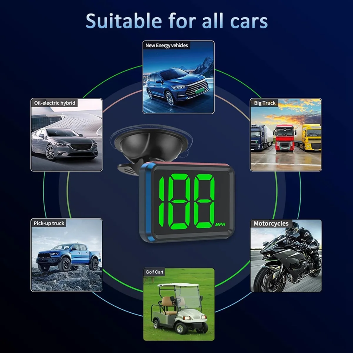 عداد السرعة GPS للسيارة، عداد السرعة العالمي MPH، توصيل USB، شاشة عرض السرعة الرقمية لجميع السيارات والشاحنة - L49A