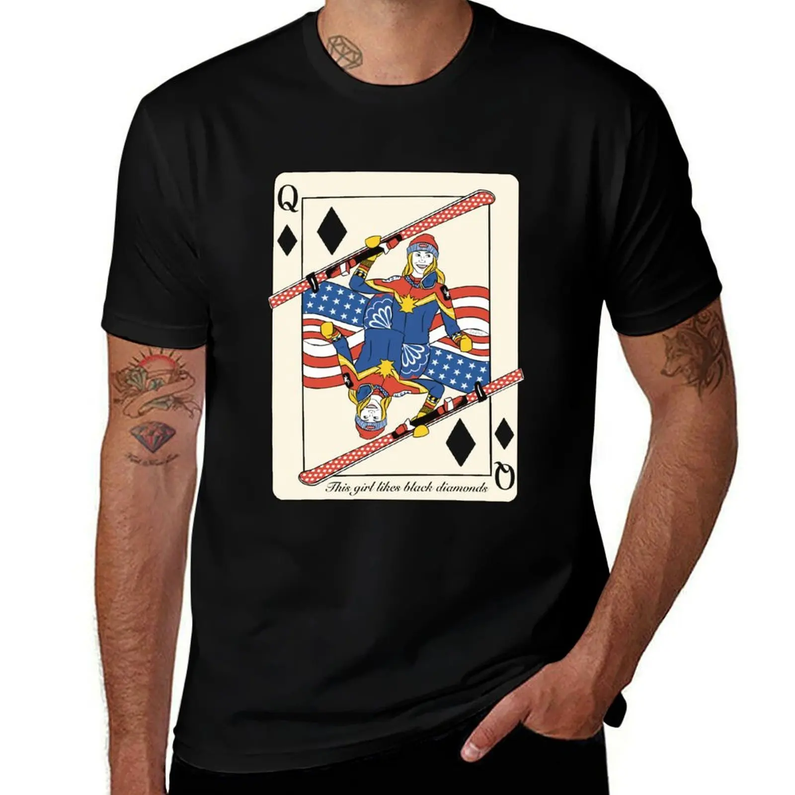 This Girl Likes Black Diamonds Playing Card T-Shirt Trendy Print Short Sleeve T-Shirt