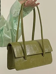 Retro Simple Women's Underarm Bag Fashion Green Ladies Square Shoulder Bags 2022 New Female Tote Purse All-match Handbags Trend