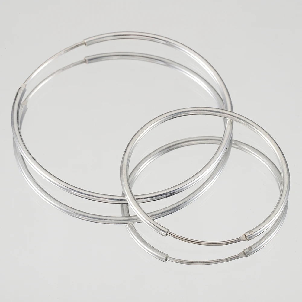 1 pz 925 orecchini aperti in argento Sterling Loop Hoop 3 4 5 6cm orecchino ad anello a base di cerchio per gioielli che fanno componenti fai da te all'ingrosso