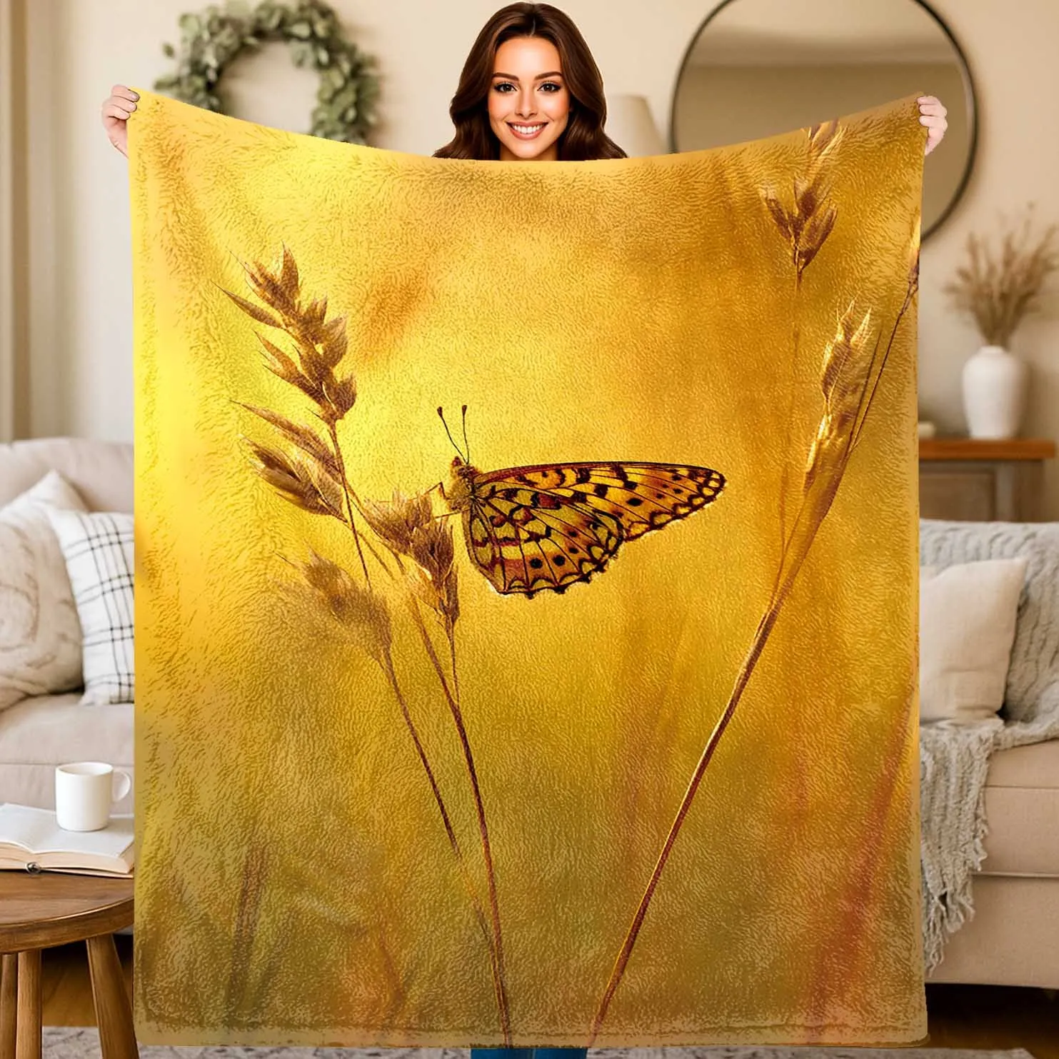 Modern Double Wings Design Large Lightweight Blanket Perfect For Adult Office Studio Wall And Aesthetic Warmth Accessory