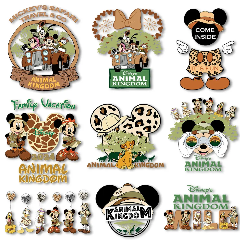 

Family Vacation Mickey Animal Kingdom Wild Adventure Iron on Transfers Thermal prints Ironing stickers for Clothes