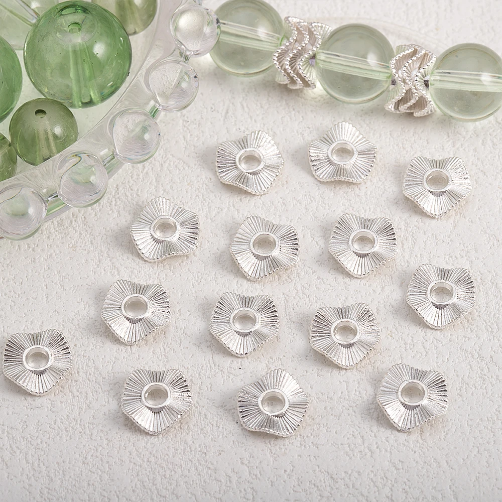 

20/30/50Pcs Flat Round Spacer Beads Baroque Wave Beads Gold Plated 6 8 10mm for Necklaces Earrings Bracelets Jewelry Accessories