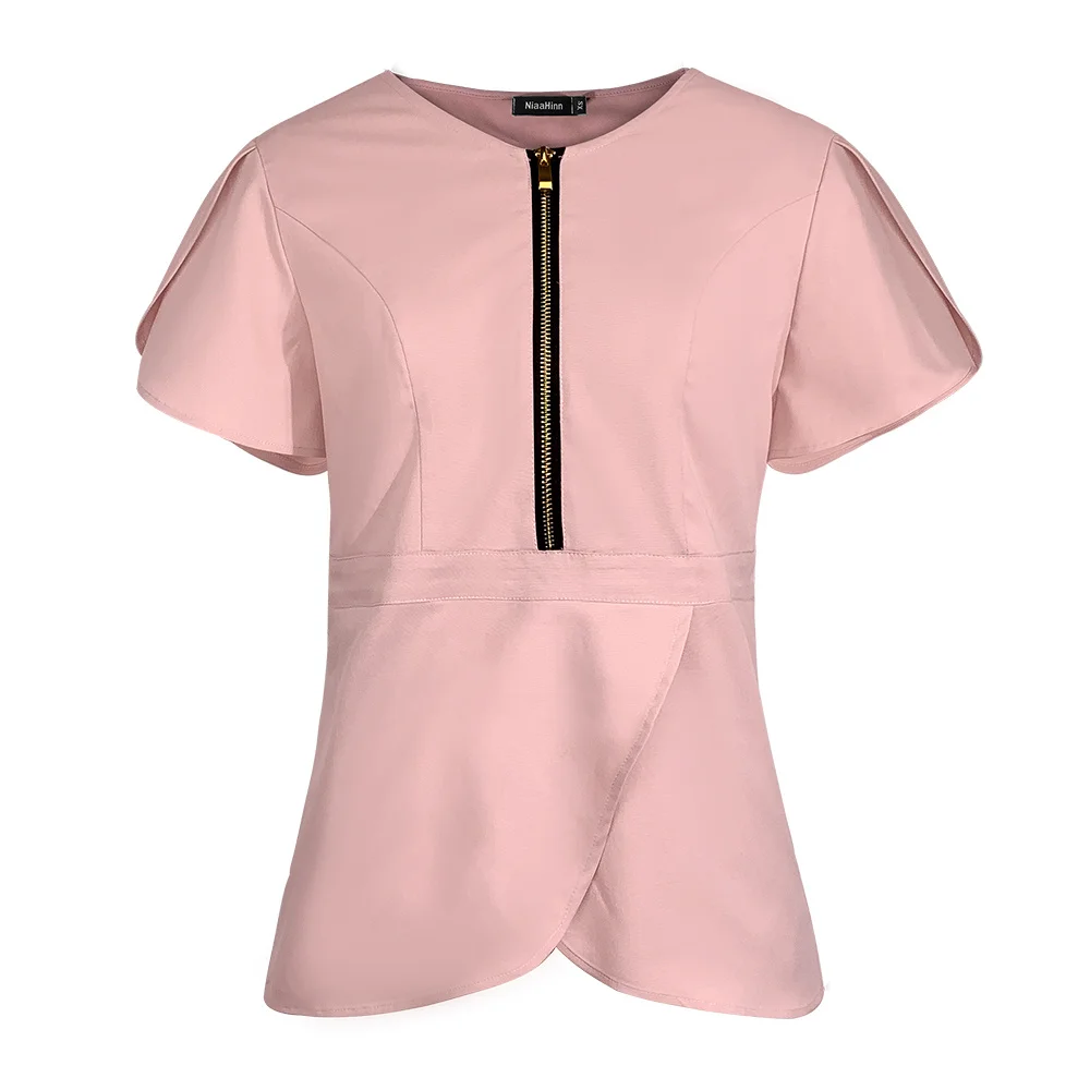 Oversized Scrubs Tops Voor Dames Spa Tandarts Klinisch Scrub Uniform Effen Kleur V-Hals Blouse Dierenwinkel Verpleegster Kostuum Met Korte Mouwen