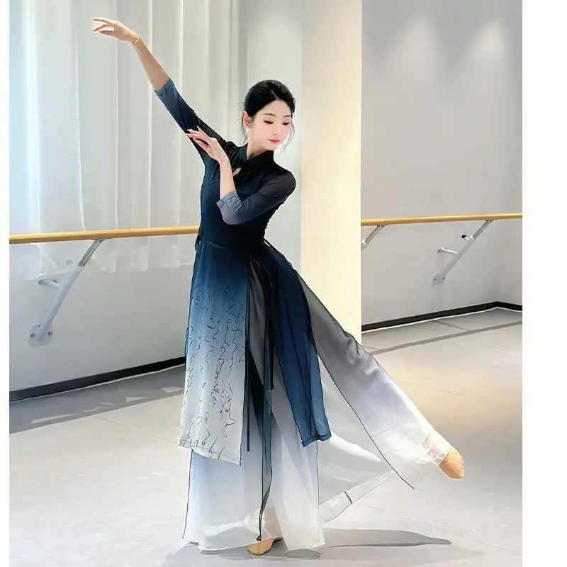 Cheongsam Dance Costumes Classical Dance women's Practice Costumes women's Chinese Dance Stretch Classical Qipao Dress