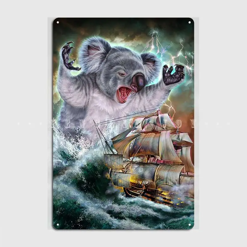 Monster Koala Kraken Metal Sign Wall Mural Mural Printing Plaques Tin Sign Poster