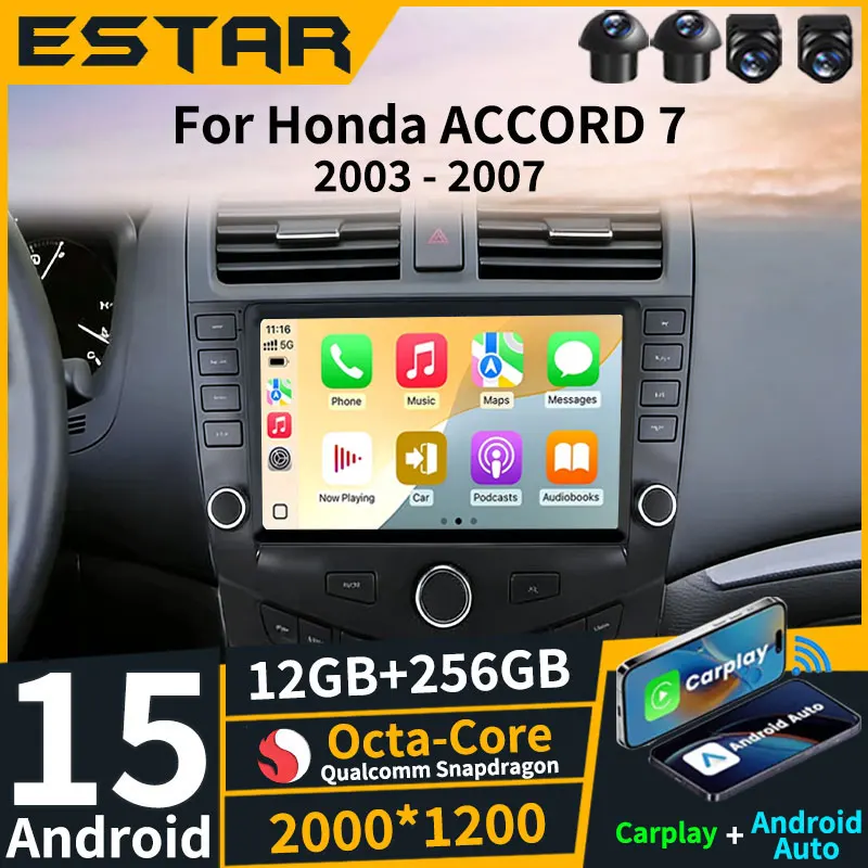 

Для Honda ACCORD 7 2003-2007: автомагнитола Android 15 с беспроводным CarPlay, мультимедийный проигрыватель, стереосистема, камера 360°, 4G, GPS, восьмиядерный процессор