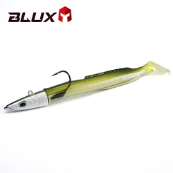 BLUX Happy sandel 13cm 27g Soft Live Eel Fishing Lure Paddle Tail Jig Head Hook Vinyls Vibration Artificial Bait Saltwater Gear