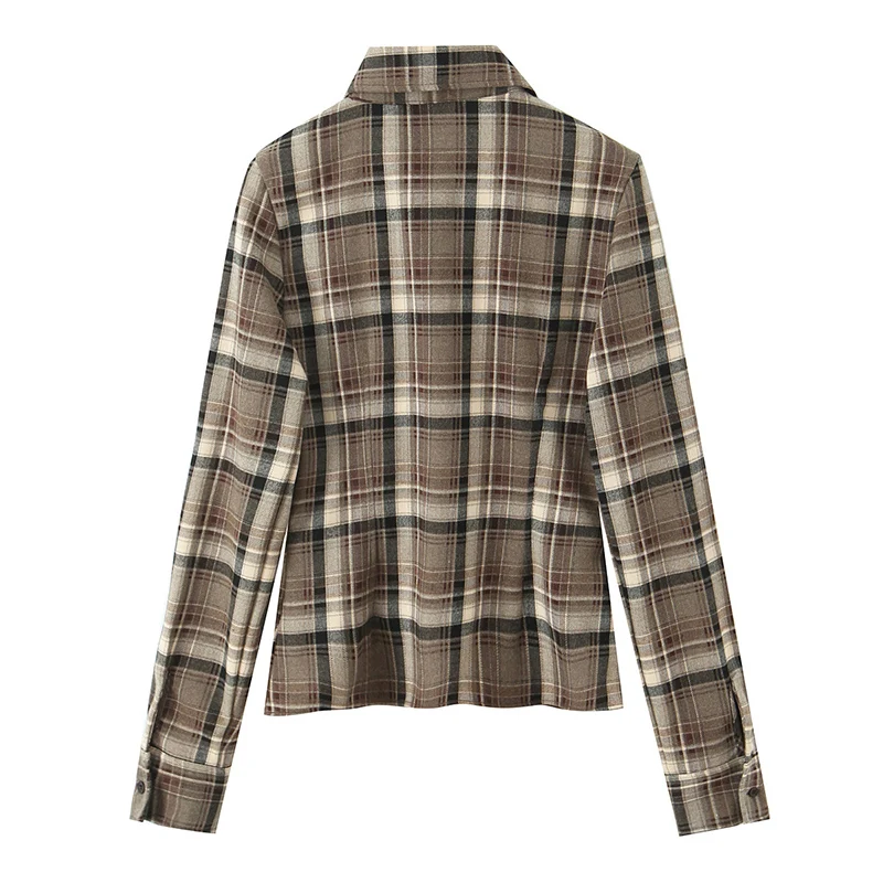 ชุดเซ็ตเสื้อเชิ้ตลายสก็อตทรงเข้ารูป 2 ชิ้น เสื้อแขนยาว กางเกงขายาวทรงตรง สำหรับผู้หญิง แฟชั่นสตรีท ฤดูใบไม้ร่วง 2025 ชุดลำลอง