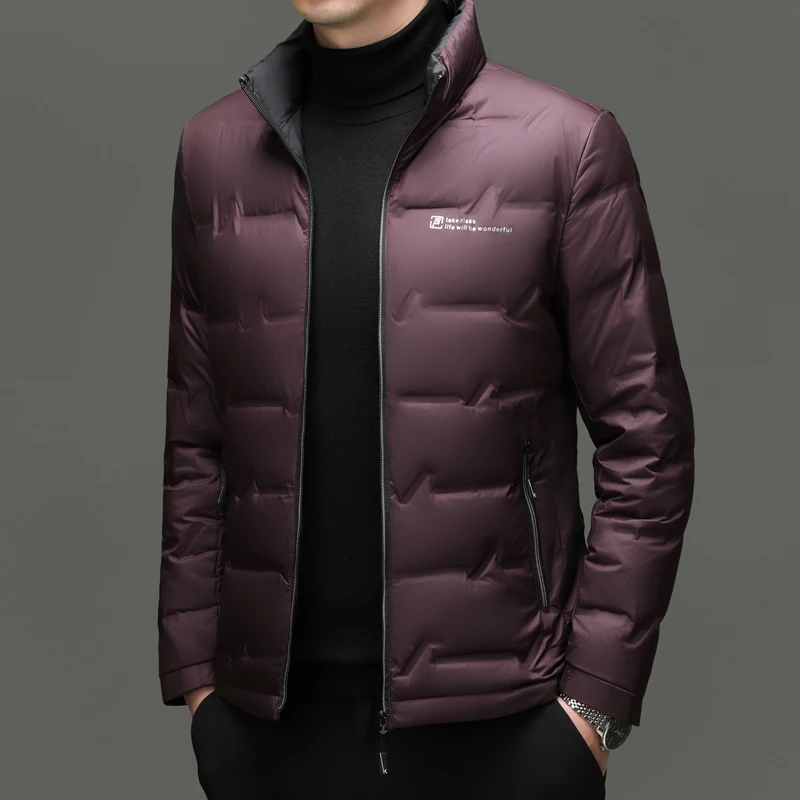 Jaket Musim Dingin 2026 Merek Mewah Ringan Mantel Pria 90% Lapisan Bulu Bebek Putih Jaket Olahraga Santai Luar Ruangan Pria