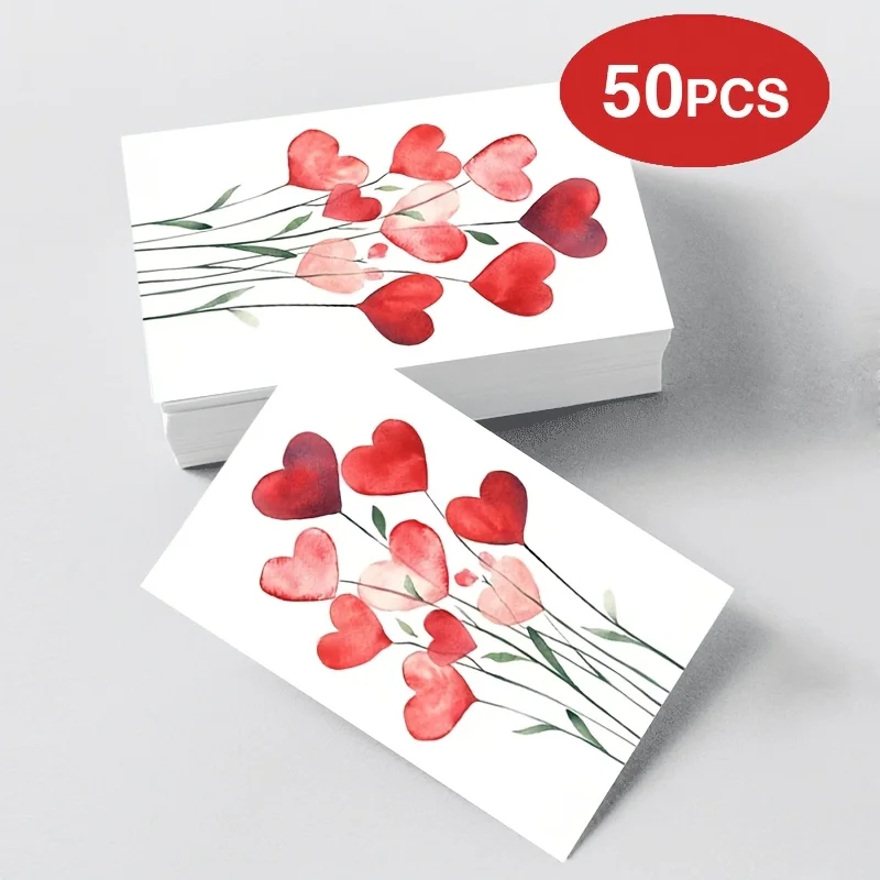 50pcs love flower greeting cards, party decorations, wedding souvenirs, daily blessings, thank you cards