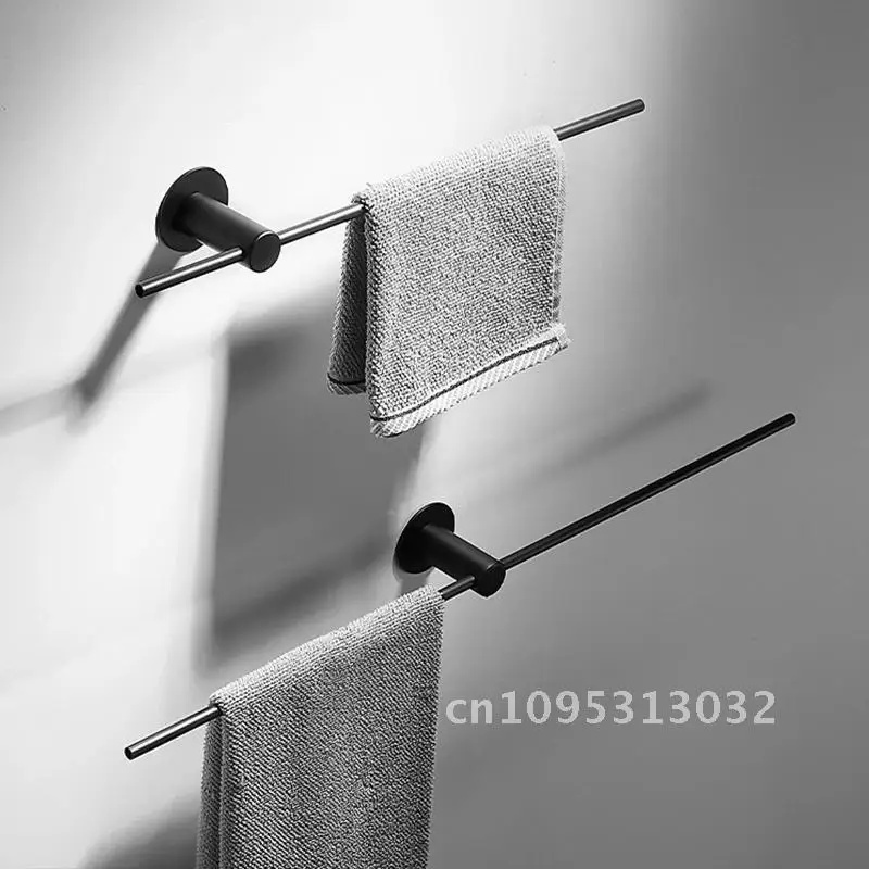 

Black/Brushed Steel 304 Stainless Gold Bathroom Towel Bar Shower Towel Hanging Rack Wall Rod Rack Single Mounted Towel Mobile