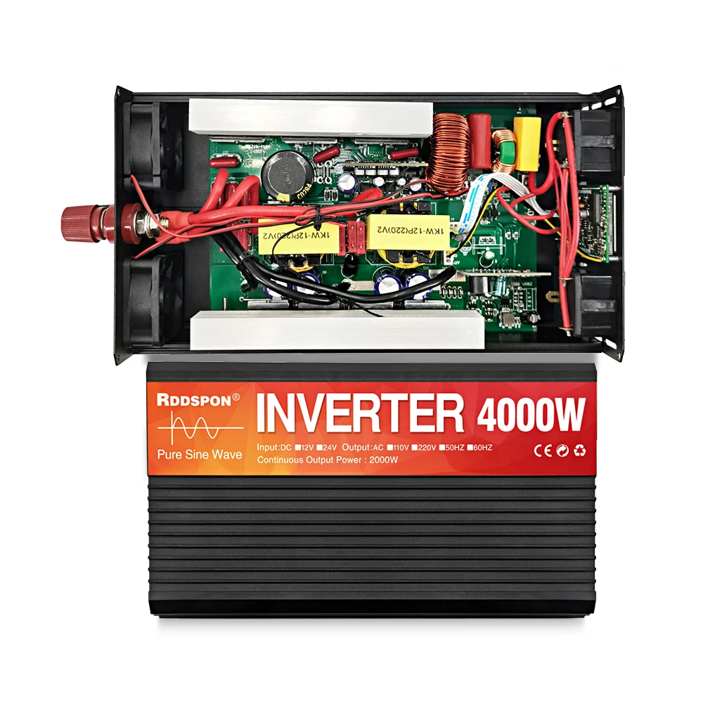 RDDSPON Pure Sine Wave Inverter 3000W 4000W 5000W Double Socket LCD Display DC 12V 24V To AC 220V Voltage Converter Power Supply