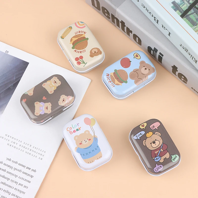 Mini Bear Tin Box Sealed Jar Packing Boxes Jewelry Candy Box Small Storage Boxes Cans Coin Earrings Headphones Gift Box