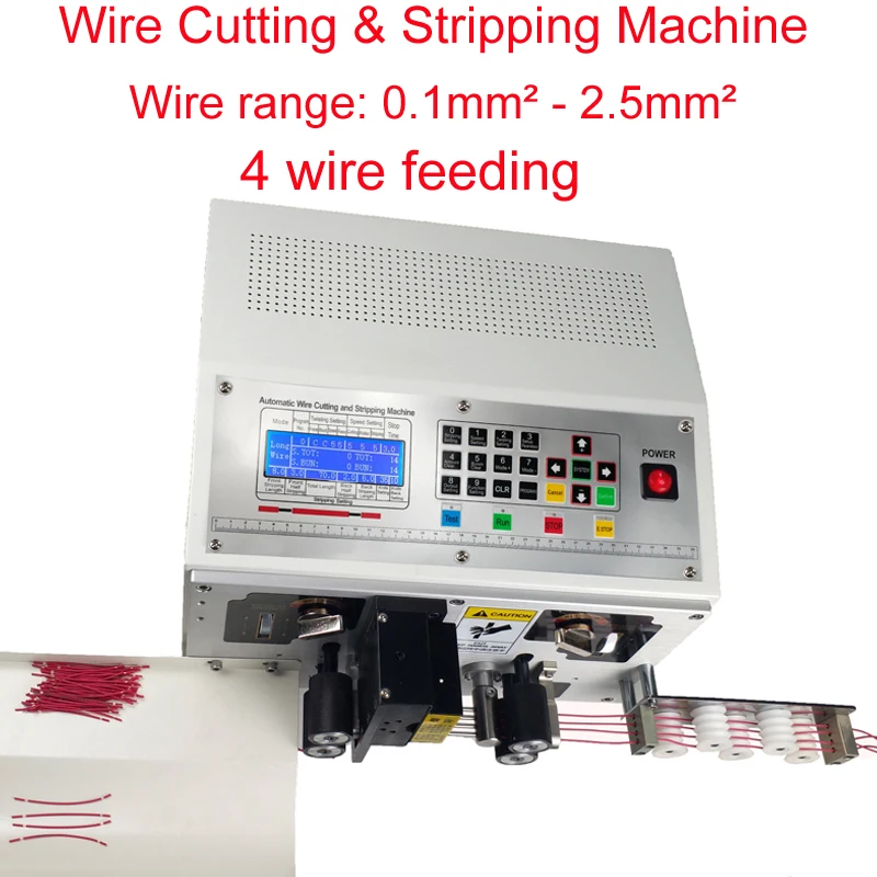 HS-BX01-4 Line Automatic Wire Cutting Stripping Machine Electric Cable Peeling Stripper with Carbide Blade from 0.1mm2 to 2.5mm2