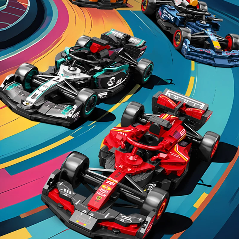 레이싱 드라이버 포뮬러 레이싱카 블록 조립 키트 MOC 테크니컬 시티 쿨카 모델 키트 조립 장난감 소년 생일 선물