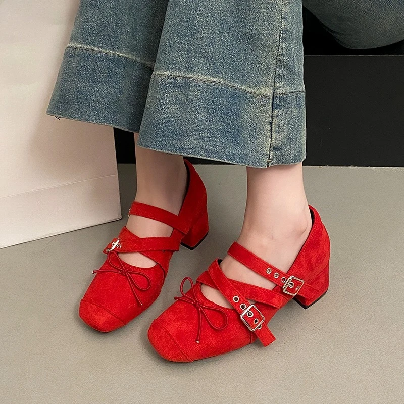 المرأة 2025 جديد الربيع والخريف الصيف مكتنزة عالية الكعب ماري جين أحذية الداخلية زيادة حذا فردي للسيدات