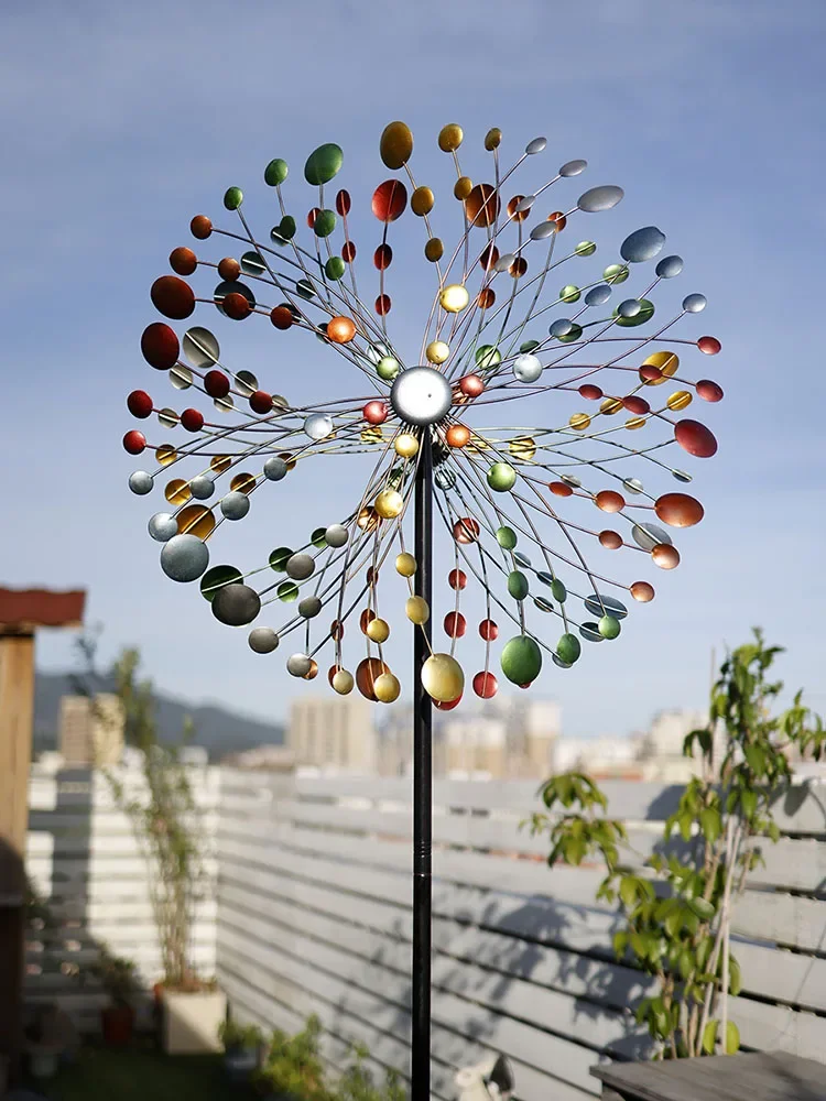 Retro Solar LED Light Outdoor Garden Pinwheel Decoration, Wind Spinner, Courtyard Terraces, Gardening Windmill,Ornaments