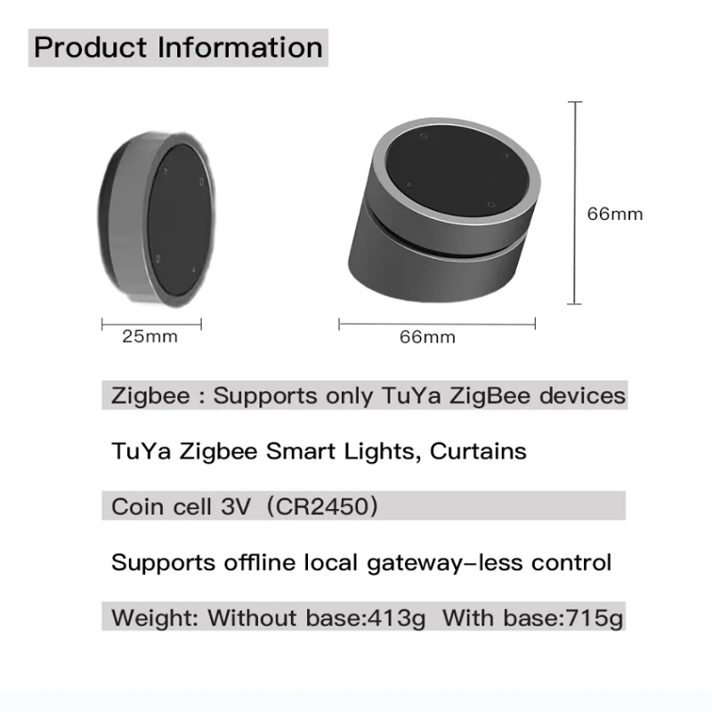 Tuya ZigBee3.0 Smart Knob Switch Wireless Scene Switch Button Controller Battery Powered DIY Home Automation Scenario Smart Life