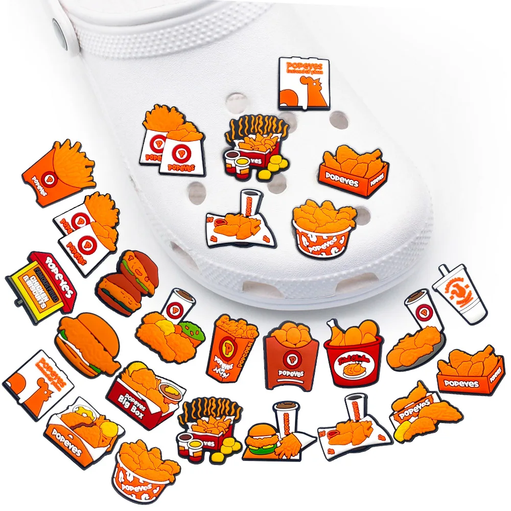 1PCS Cartoon Fried Chicken Decorate PVC French Fries Shoe Charms Accessories DIY Clogs Boys Kids Adults Party Gifts