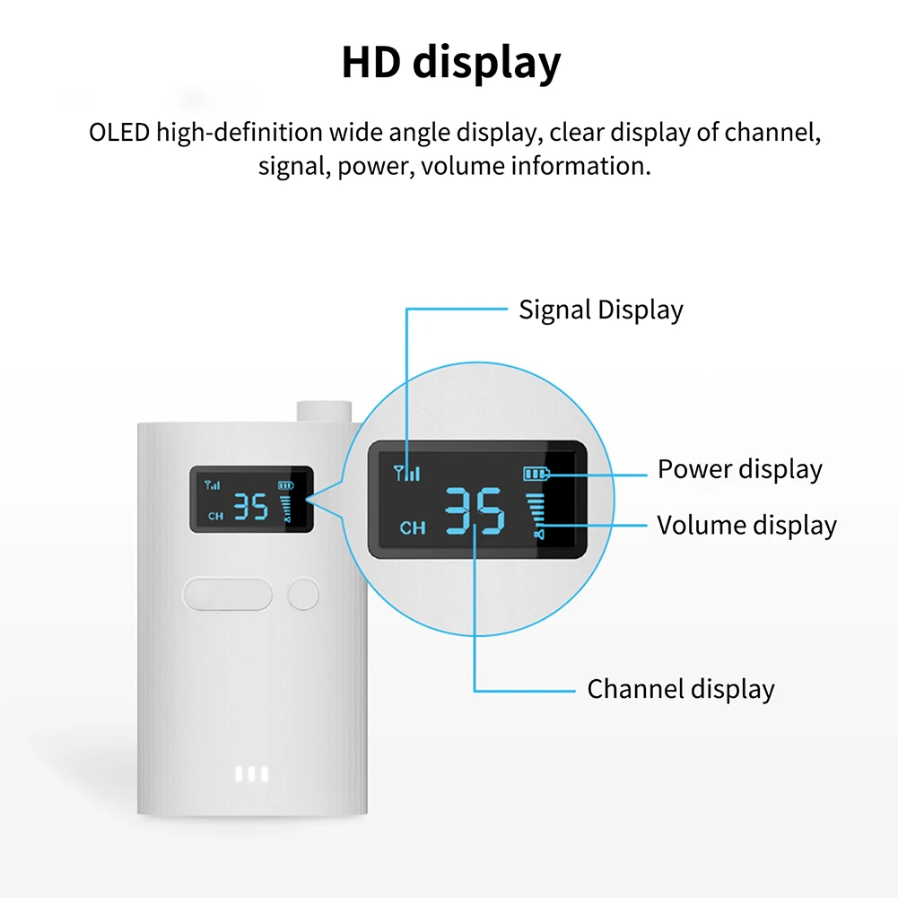 

2.4G One-to-Many Explainer Microphone Type-C Charging 1000mAh Audio Microphone One-way 35 Channels for Office Meeting Tour Guide