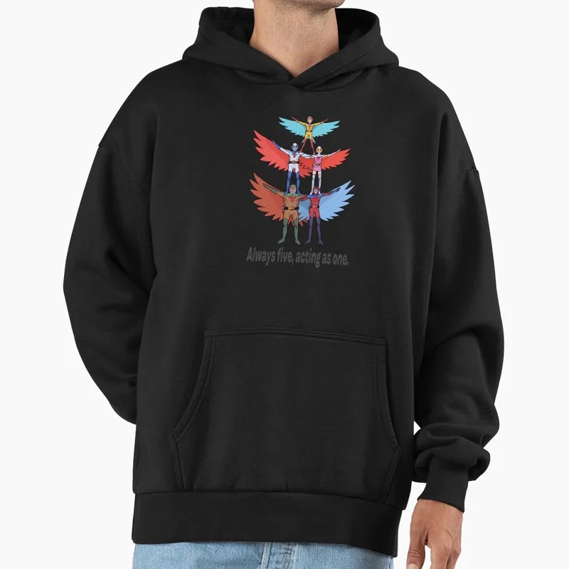 Kagaku Ninja-Tai Gatchaman Science Ninja Team Fleece Pullover Hoodie Vintage 70s Anime Battle of the Planets G-Force Fan Tops
