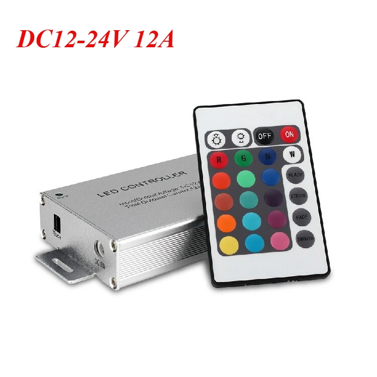 

24 Keys IR Remote Control RGB Light Strip Dimmer Controller DC 12V-24V for SMD 5050/2835 LED Light Strip Dimmer Controller 144W