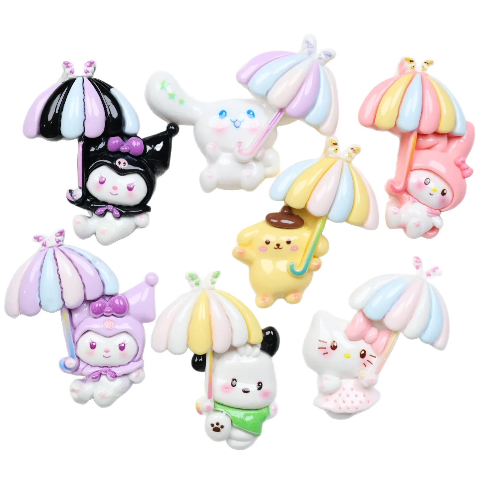 2 pçs dos desenhos animados grande guarda-chuva sanrio resina flatback cabochões artesanal caso do telefone móvel encantos hairpin material de jóias