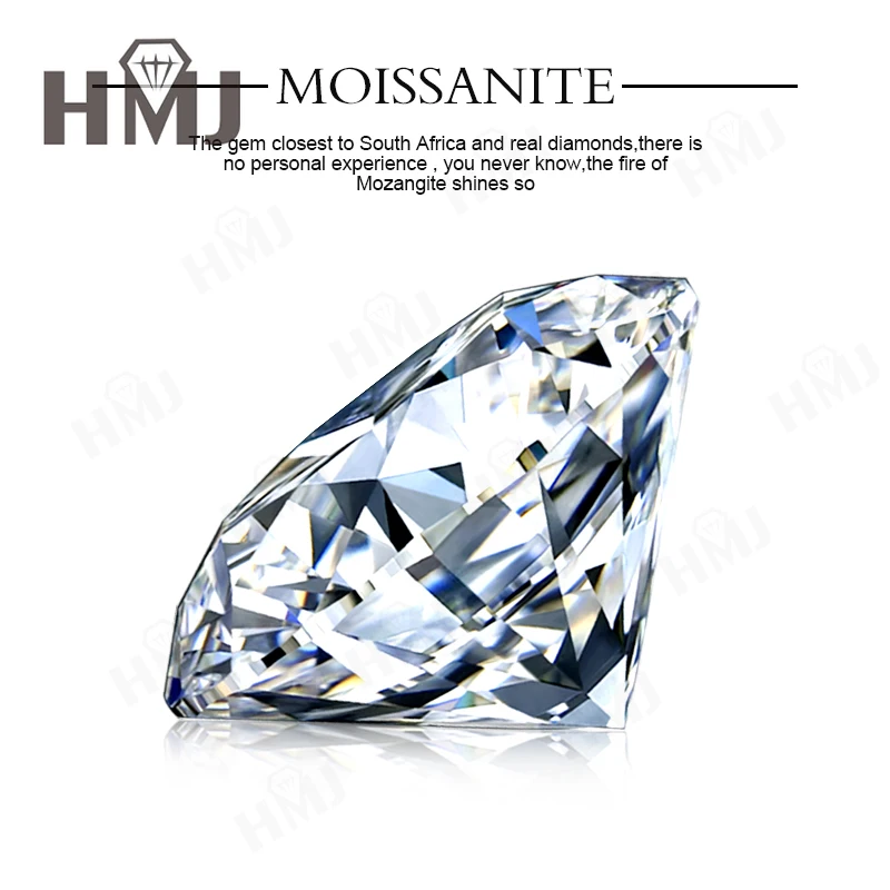HMJ 0,1-13 Karat Moissanit-Stein, runde Form, Farbe D, Reinheit VVS1, Brillantschliff, Diamanttester-geprüft, mit GRA-Zertifikat, Perlen – Detail 6