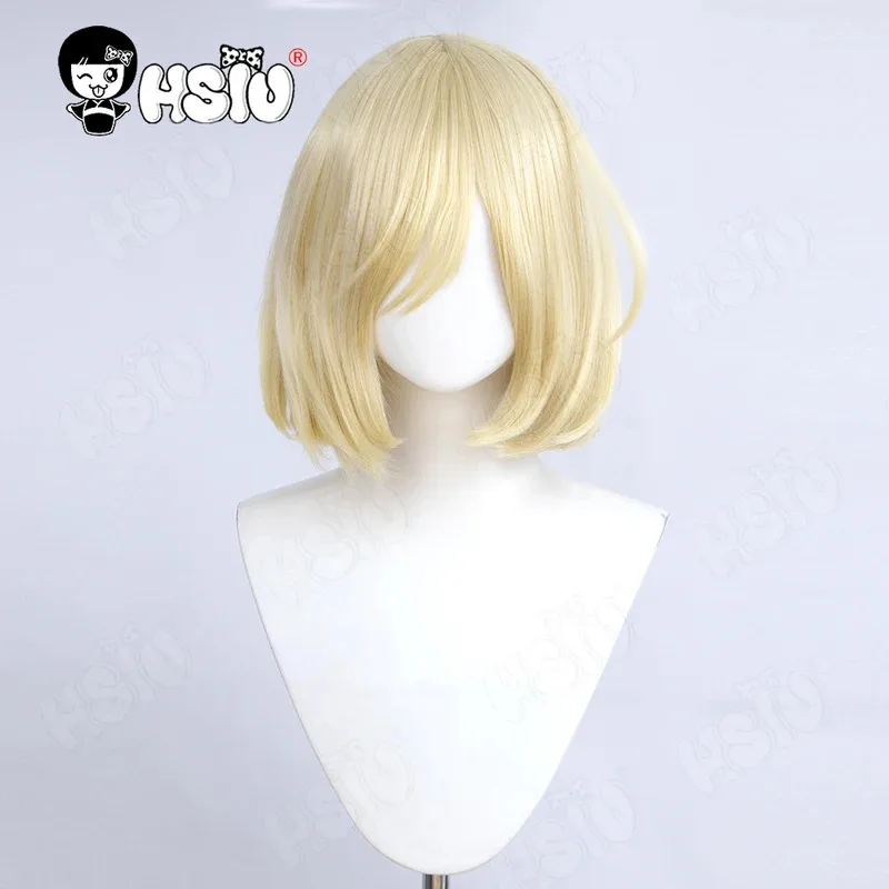 Peluca de Cosplay Yuri Plisetsky, peluca sintética resistente al calor de pelo corto Beige HSIU + gorro de peluca Anime YURI!!! en la peluca cosplay de ICE Yurio